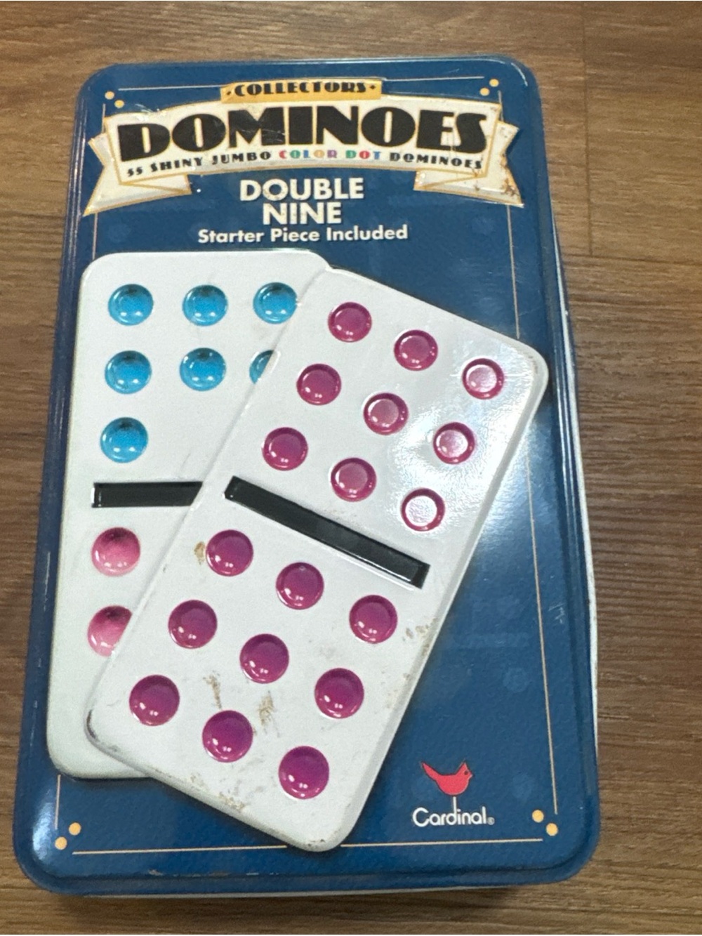 Cardinal Double Nine Dominoes 55 ShinyJumbo Color Dot Pieces